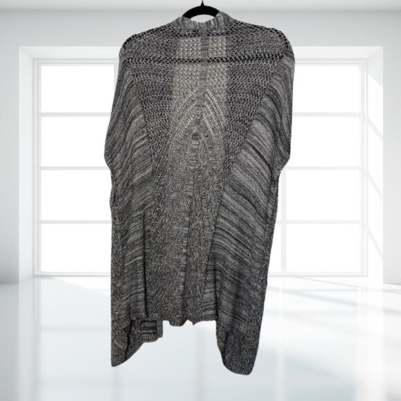 Torrid Sleeveless Long Open Knit Cardigan Sweater Gray Black Large L Plus Size - Picture 6 of 12
